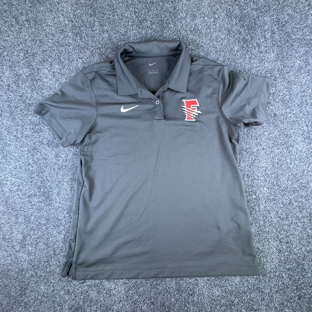 Nike Dri-FIT Fresno Grizzlies Baseball MiLB Polo Shirt Womens Medium Gray Logo
